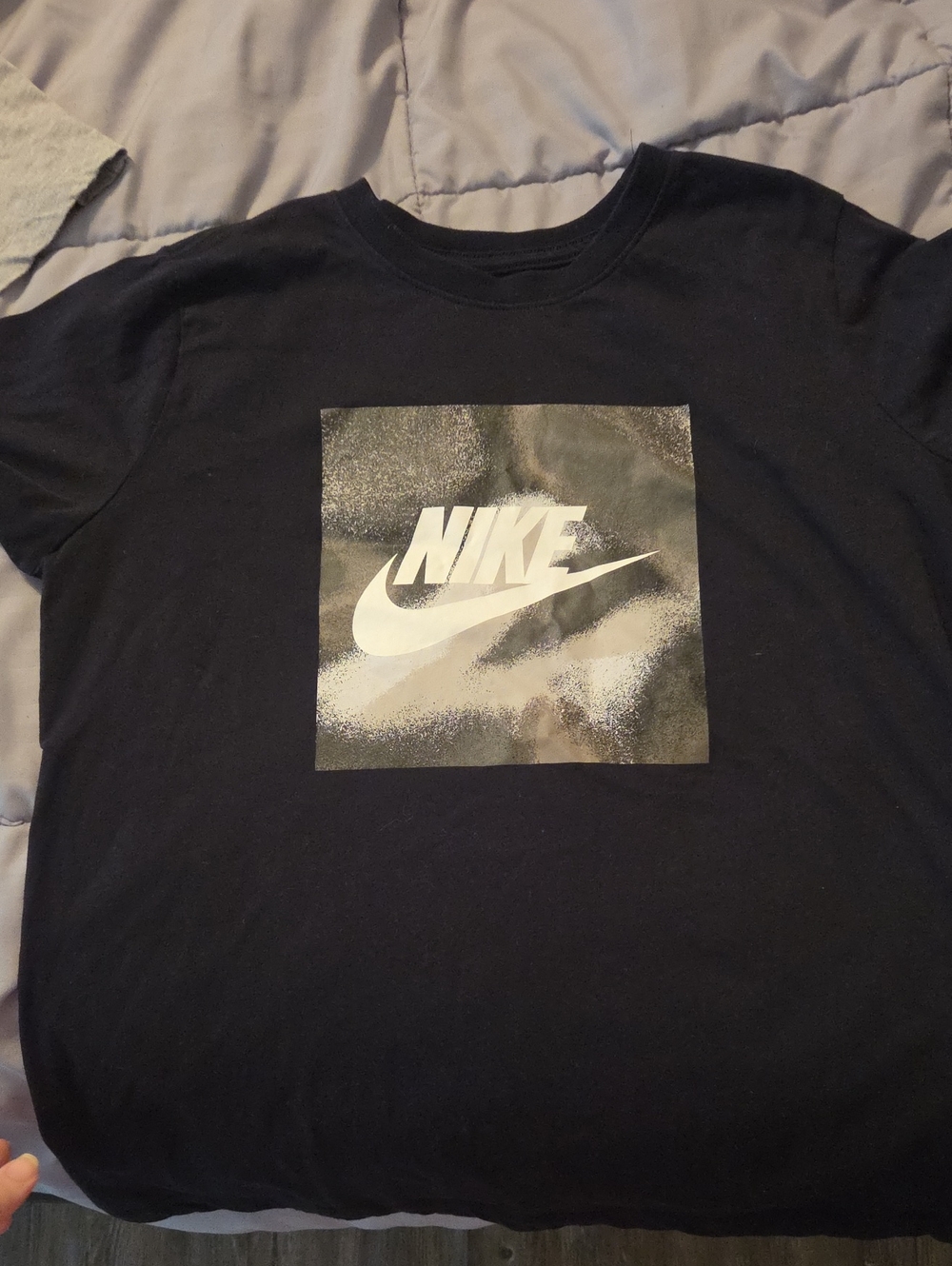 Nike Black Tee with White Logo Block